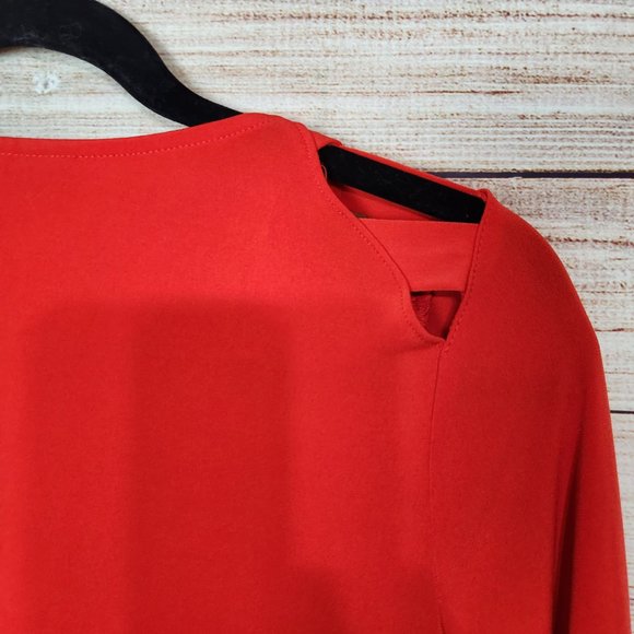 New With Tags Thalia Sodi Women's Size XS Eternal Red Keyhole Blouse 3/4 Sleeves - Picture 13 of 14